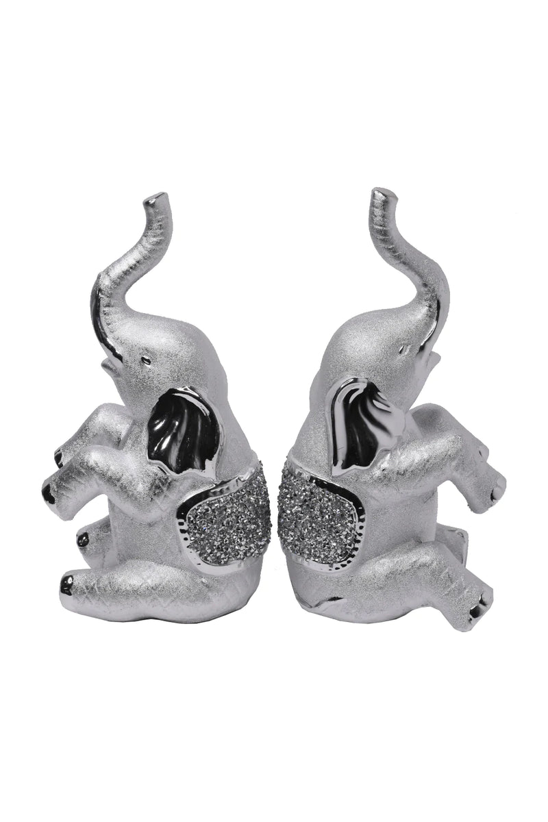 2pc Silver/Gold Diamond Elephant Set