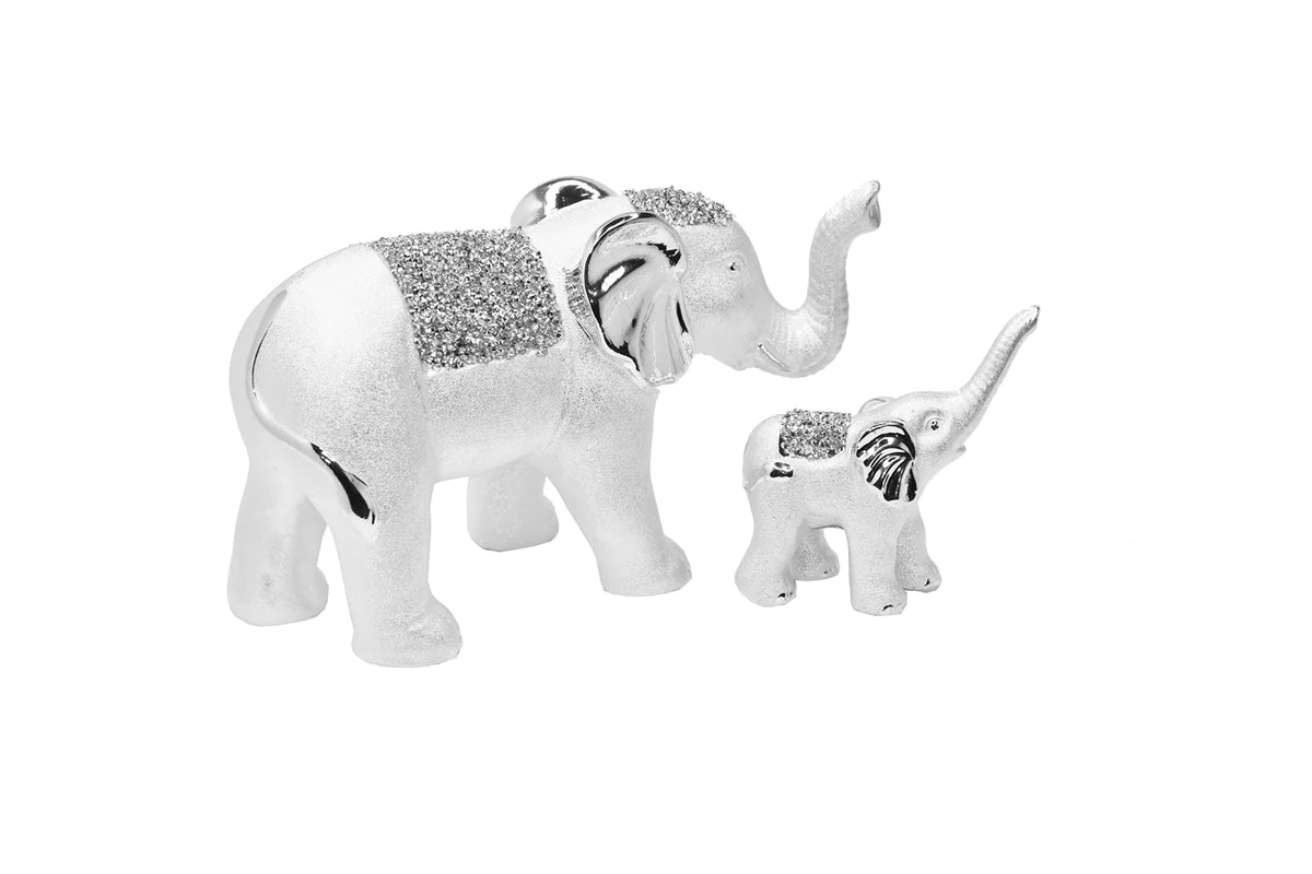 2PC Diamond Elephant W/Baby