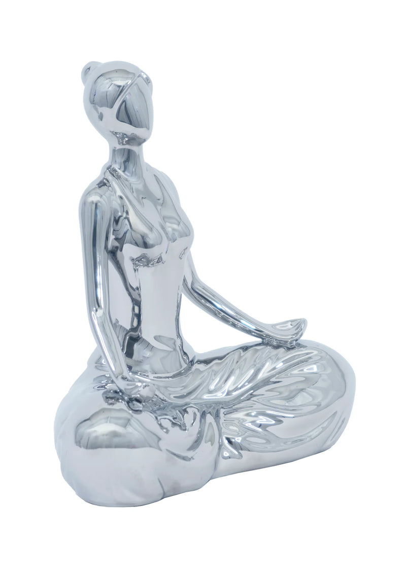 2pc Woman Meditating Ceramic Sculpture