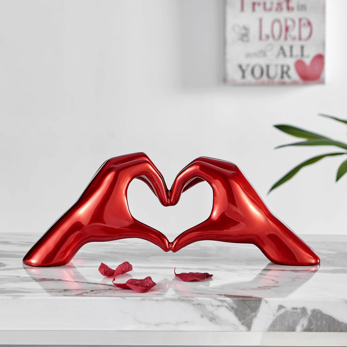HEART HANDS METALLIC RED