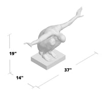 LARGE SALUTING MAN RESIN SCULPTURE 37" WIDE X 19" TALL // CHROME