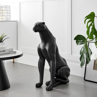 BOLI SITTING PANTHER SCULPTURE // MATTE BLACK