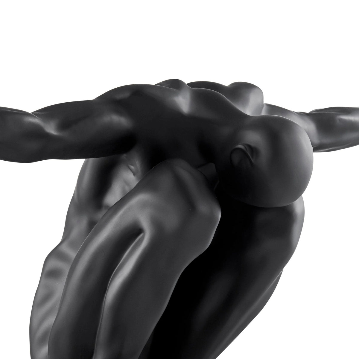 LARGE SALUTING MAN RESIN SCULPTURE 37" WIDE X 19" TALL // MATTE BLACK