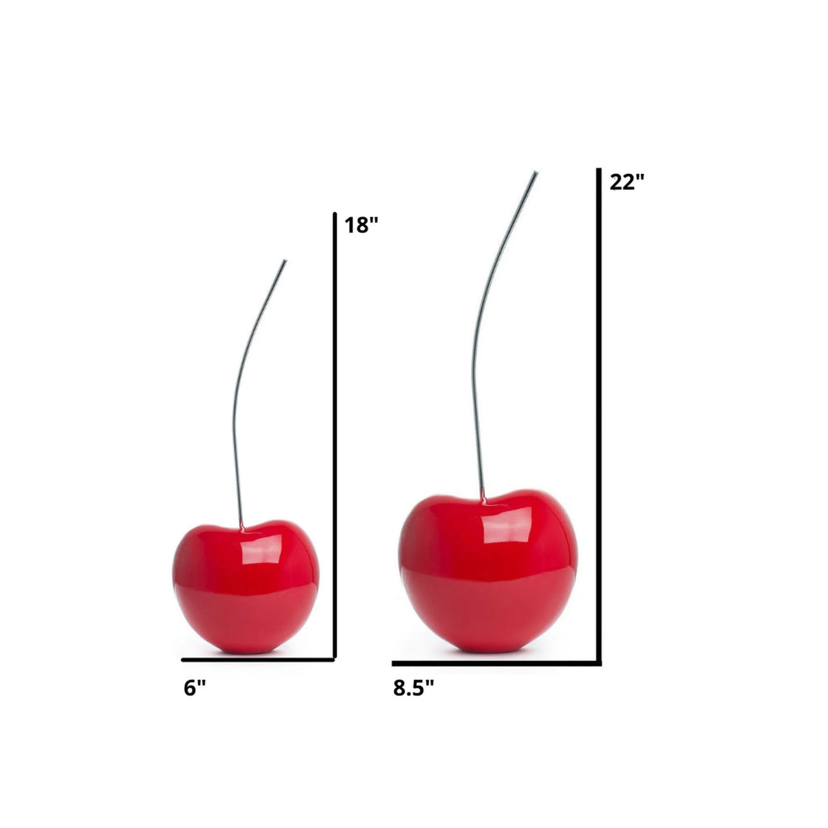 SET OF 2- RED WINE OR RED DECORATIVE CHERRY