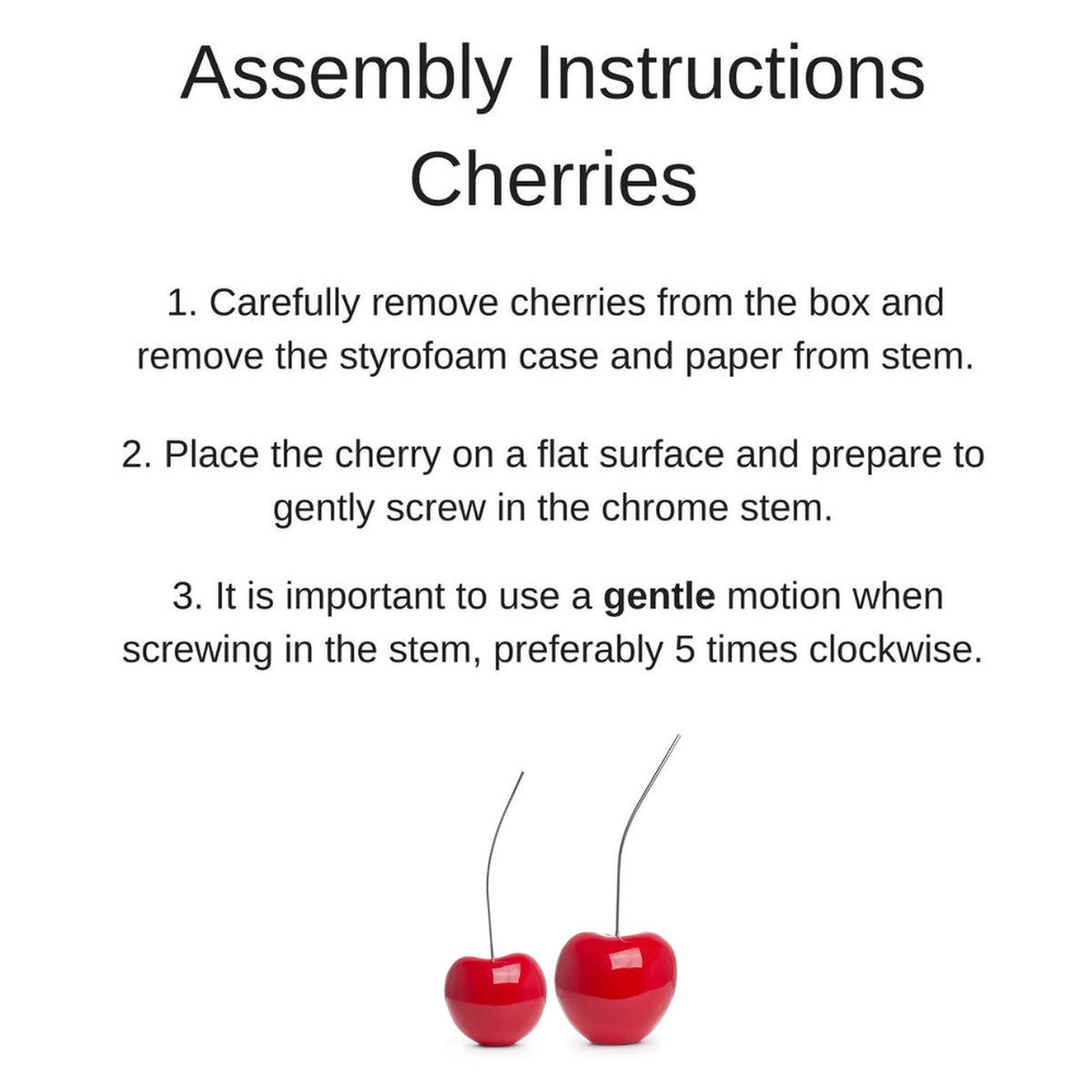 SET OF 2- RED WINE OR RED DECORATIVE CHERRY