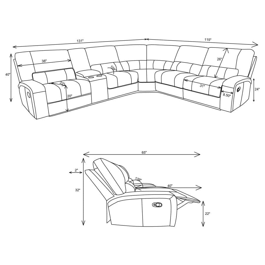 Sectional recliner