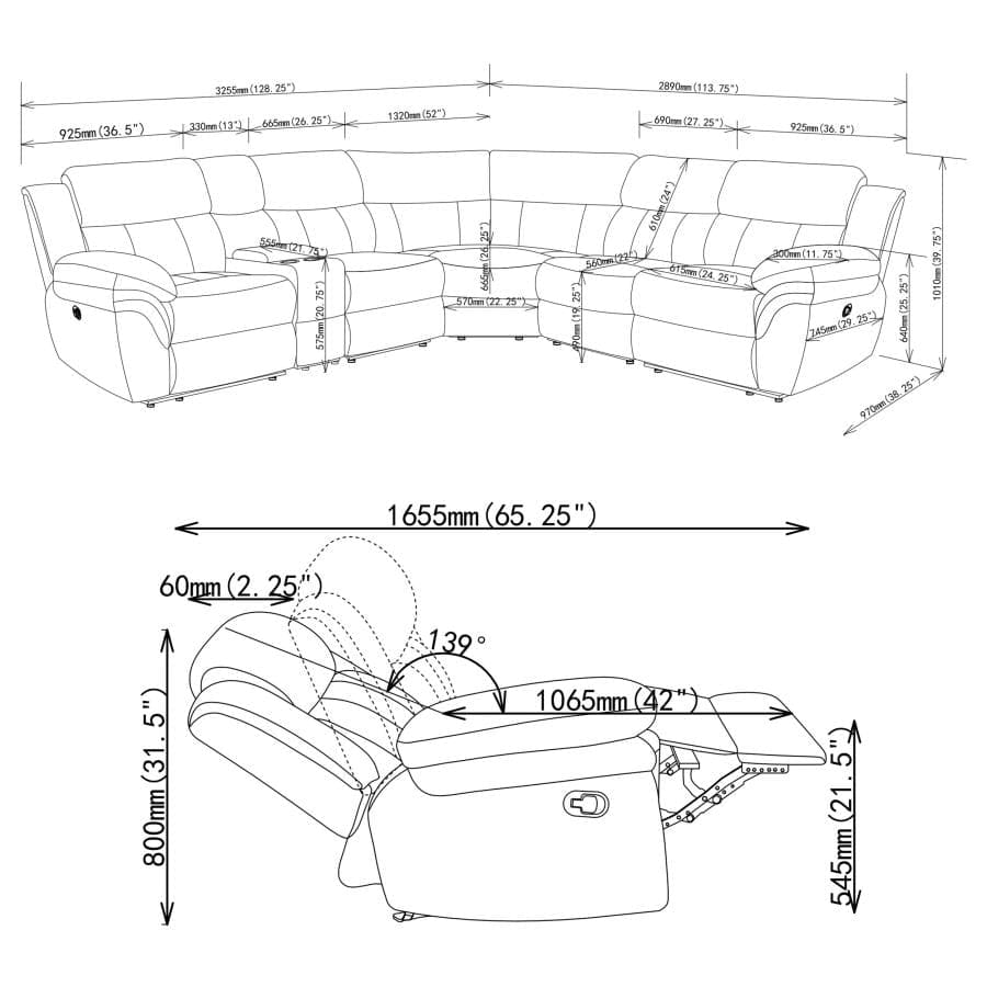 Sectional recliner