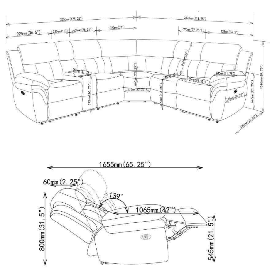 Power Sectional recliner