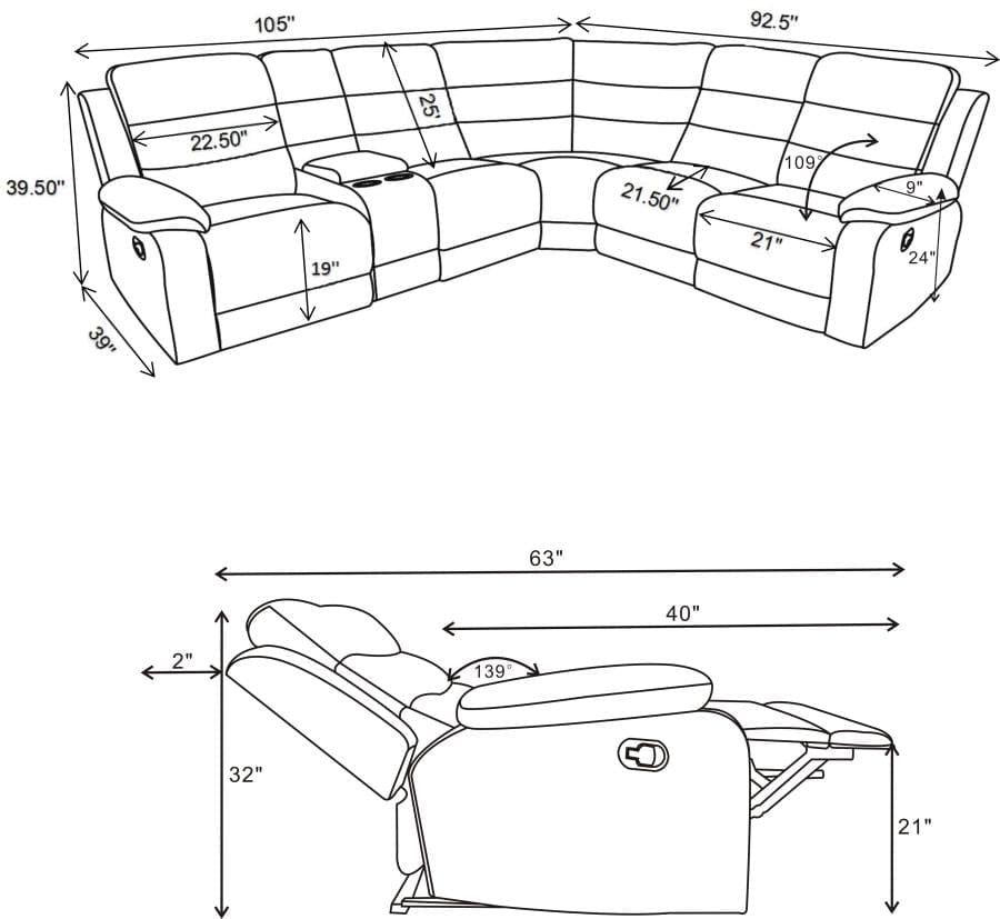 Sectional recliner